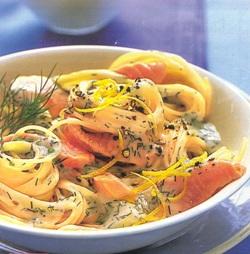 Спагетти с лососем и укропом
