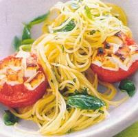 Спагетти с запеченными помидорами