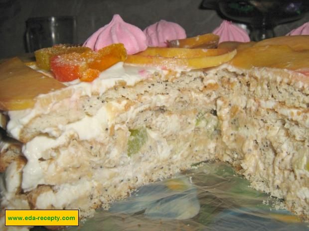Торт песочный с творожно-фруктовым кремом