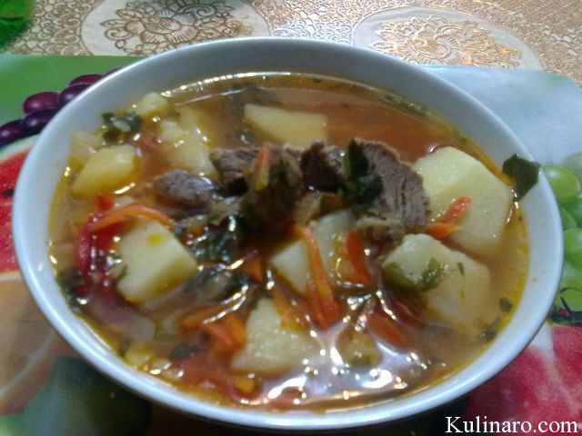 Суп из сушеного картофеля и овощей